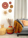 Wall Basket - Natural Ochre with Fringe-Adinkra Designs