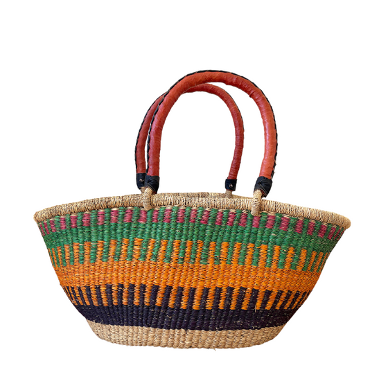 Oval Shopper Basket - L15-Adinkra Designs
