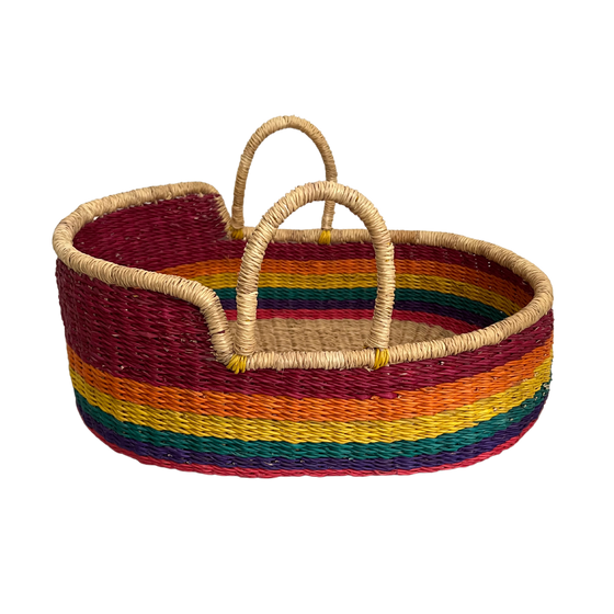 Doll Basket - Rainbow / Vegan Handles-Adinkra Designs