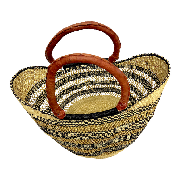 Market Basket Open Weave - Black Designs - Large 65-Adinkra Designs