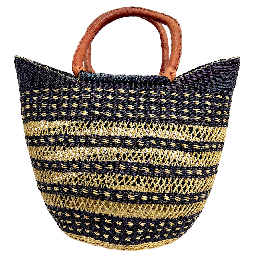 Market Basket Open Weave - Black Designs - Large 66-Adinkra Designs