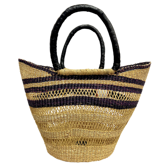 Market Basket Open Weave - Black Designs - Large 74-Adinkra Designs