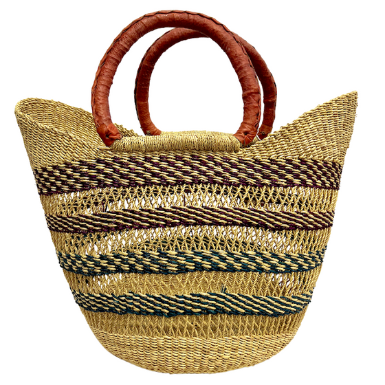 Market Basket Open Weave - Black Designs - Large 75-Adinkra Designs
