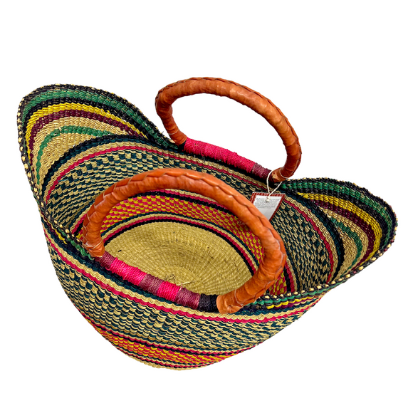 Market Basket - Coloured Designs - Large 84-Adinkra Designs
