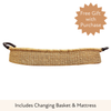 Baby Changing Basket - Natural / Dark Brown Premium Italian Leather Handles-Adinkra Designs