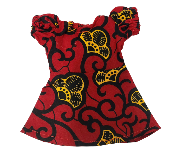 Dolls Dress – Red Swirl-Adinkra Designs