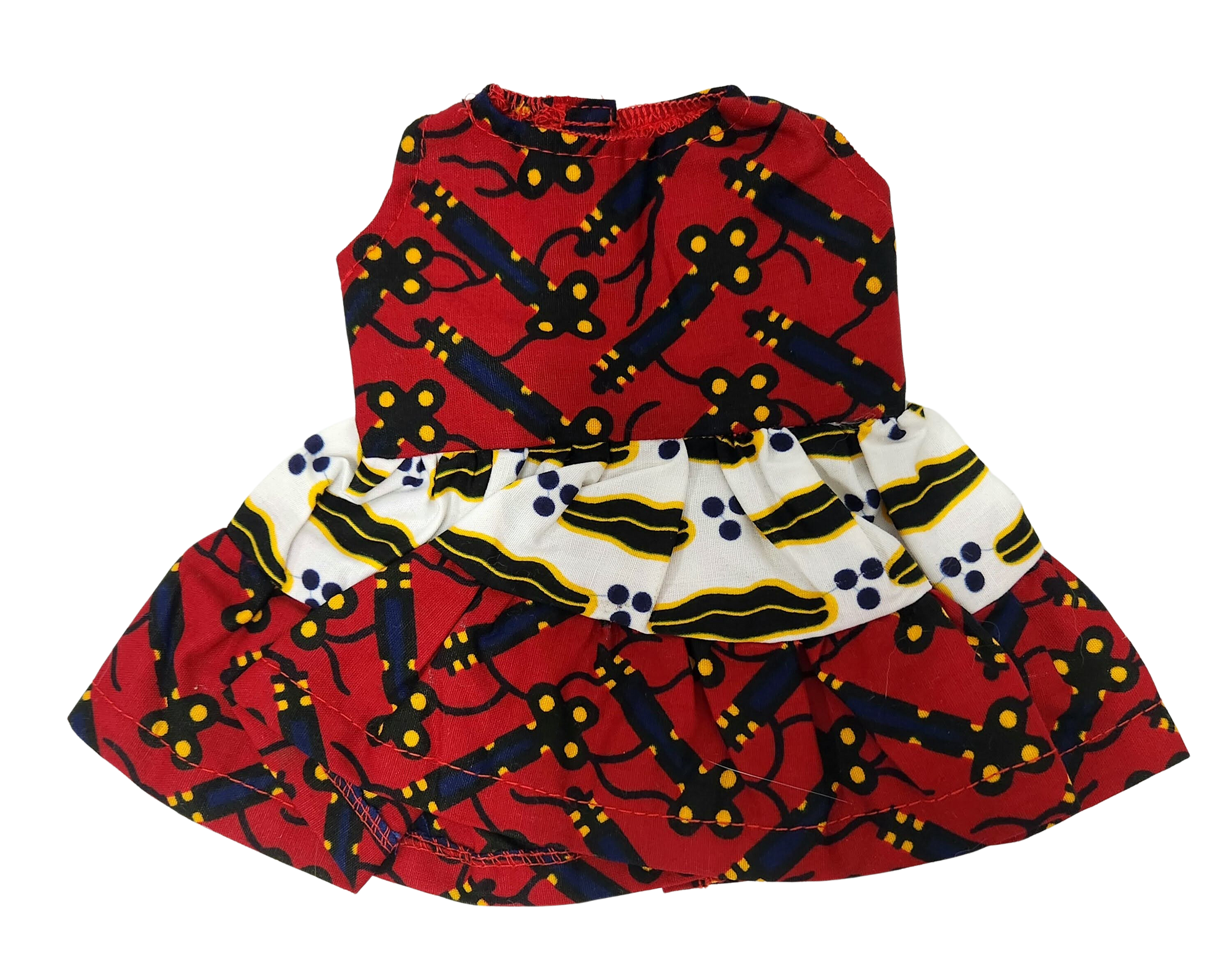 Dolls Dress – Red with White-Adinkra Designs