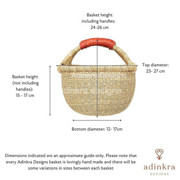 Round Basket - Natural - Small VEGAN-Adinkra Designs