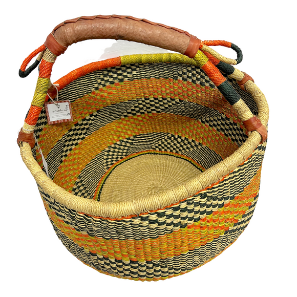 Round Basket - Large 131-Adinkra Designs