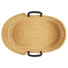 Baby Moses Basket - Natural Open Weave / Black Leather Handles-Adinkra Designs