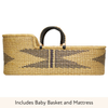 Baby Moses Basket - Kiki with Black/Cream Handles-Adinkra Designs