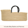 Baby Moses Basket - Natural with Black Handles-Adinkra Designs