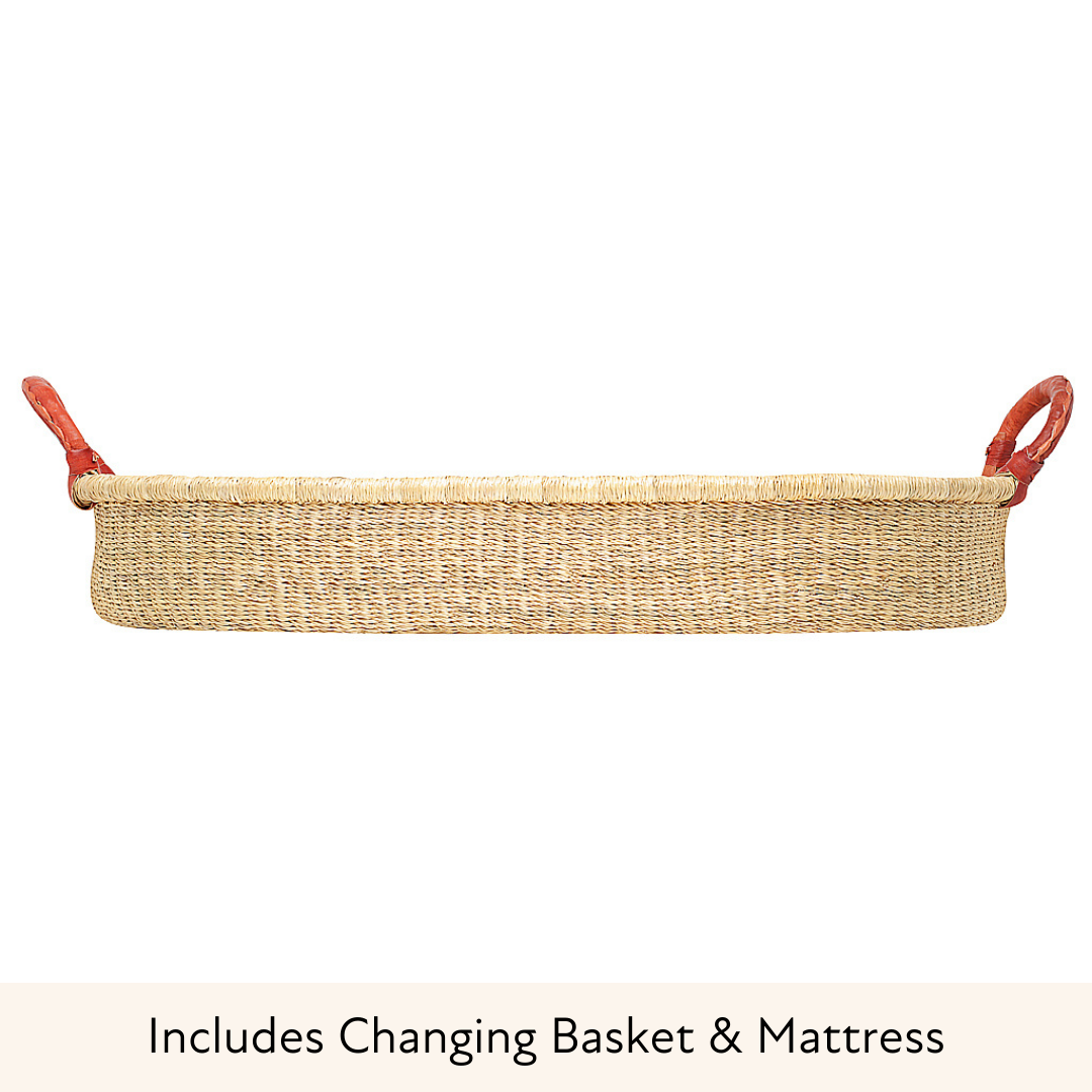 Baby Changing Basket - Natural (Tan Handles)-Adinkra Designs