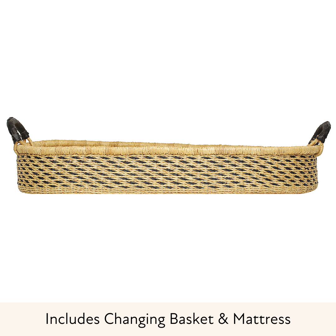 Baby Changing Basket - Black Dot/ Black Handles-Adinkra Designs