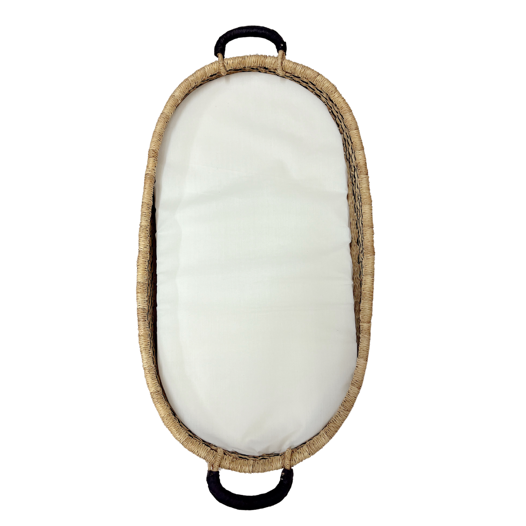 Baby Changing Basket - Black Dot/ Black Handles-Adinkra Designs