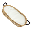 Baby Changing Basket - Natural Open Weave / Dark Brown Premium Italian Leather Handles-Adinkra Designs