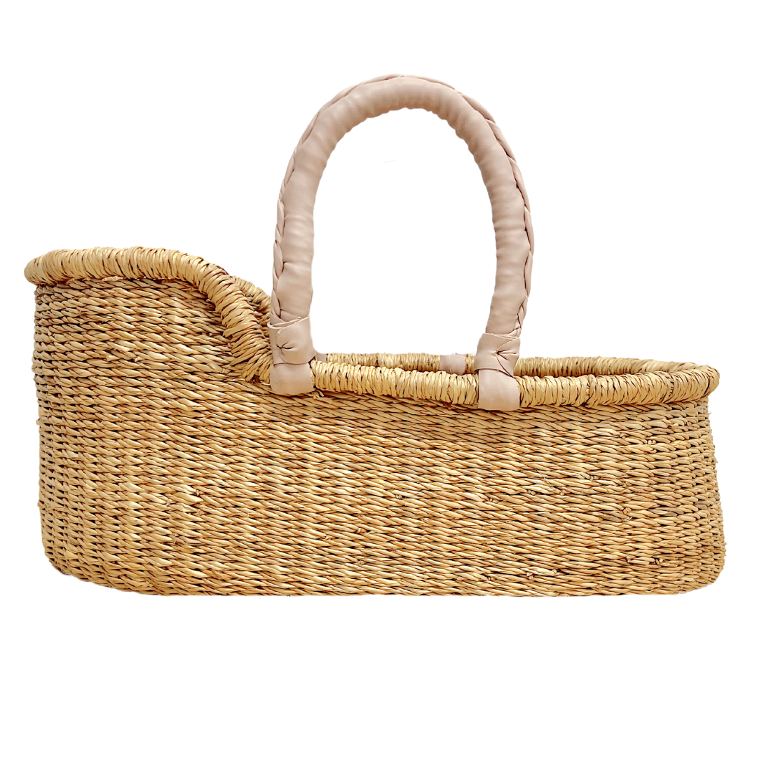 Dolls Basket - Soft Pink Handles (Vegan)-Adinkra Designs