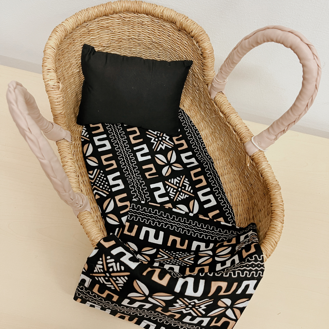 Dolls Basket - Soft Pink Handles (Vegan)-Adinkra Designs