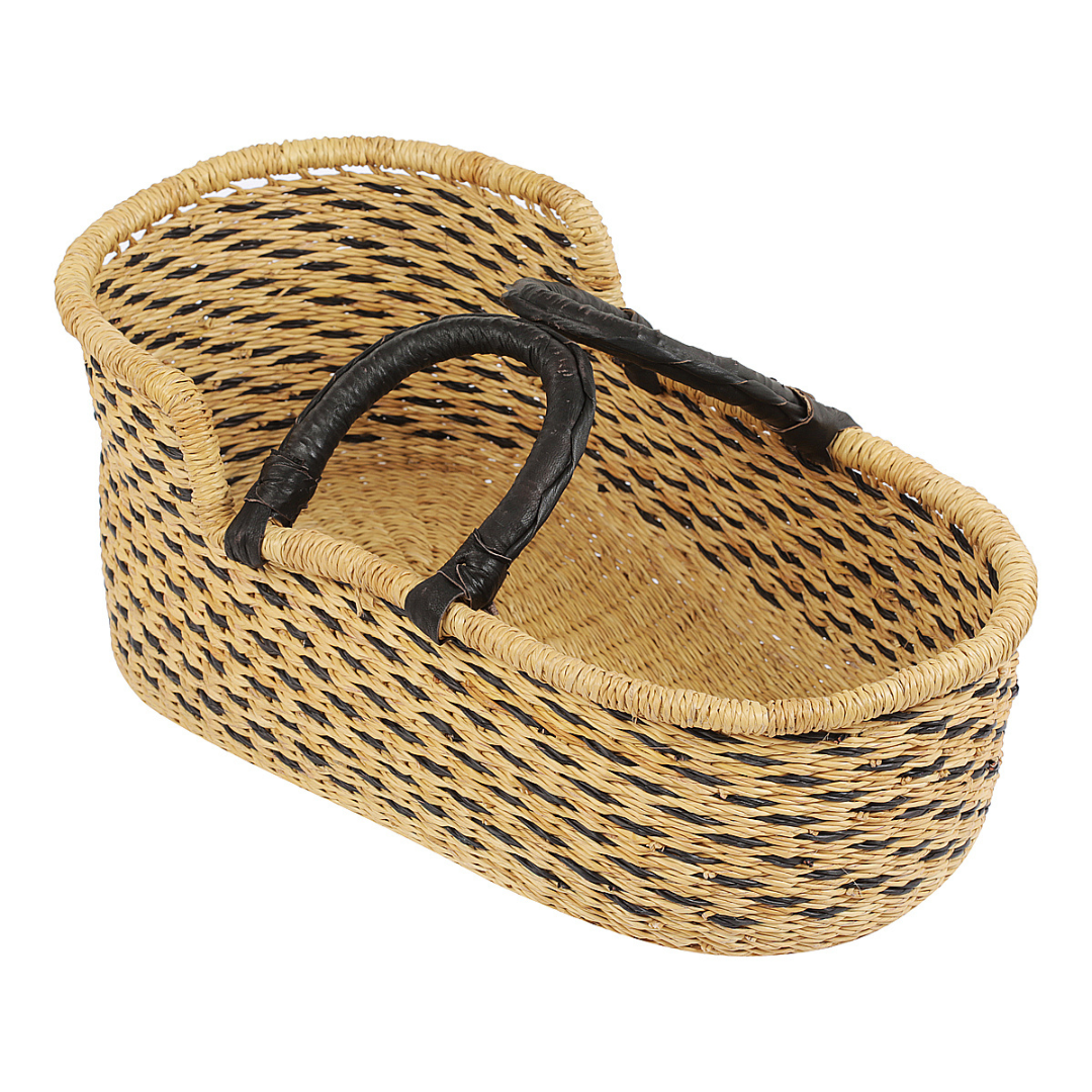 Dolls Basket - Joojo with Black Handles-Adinkra Designs