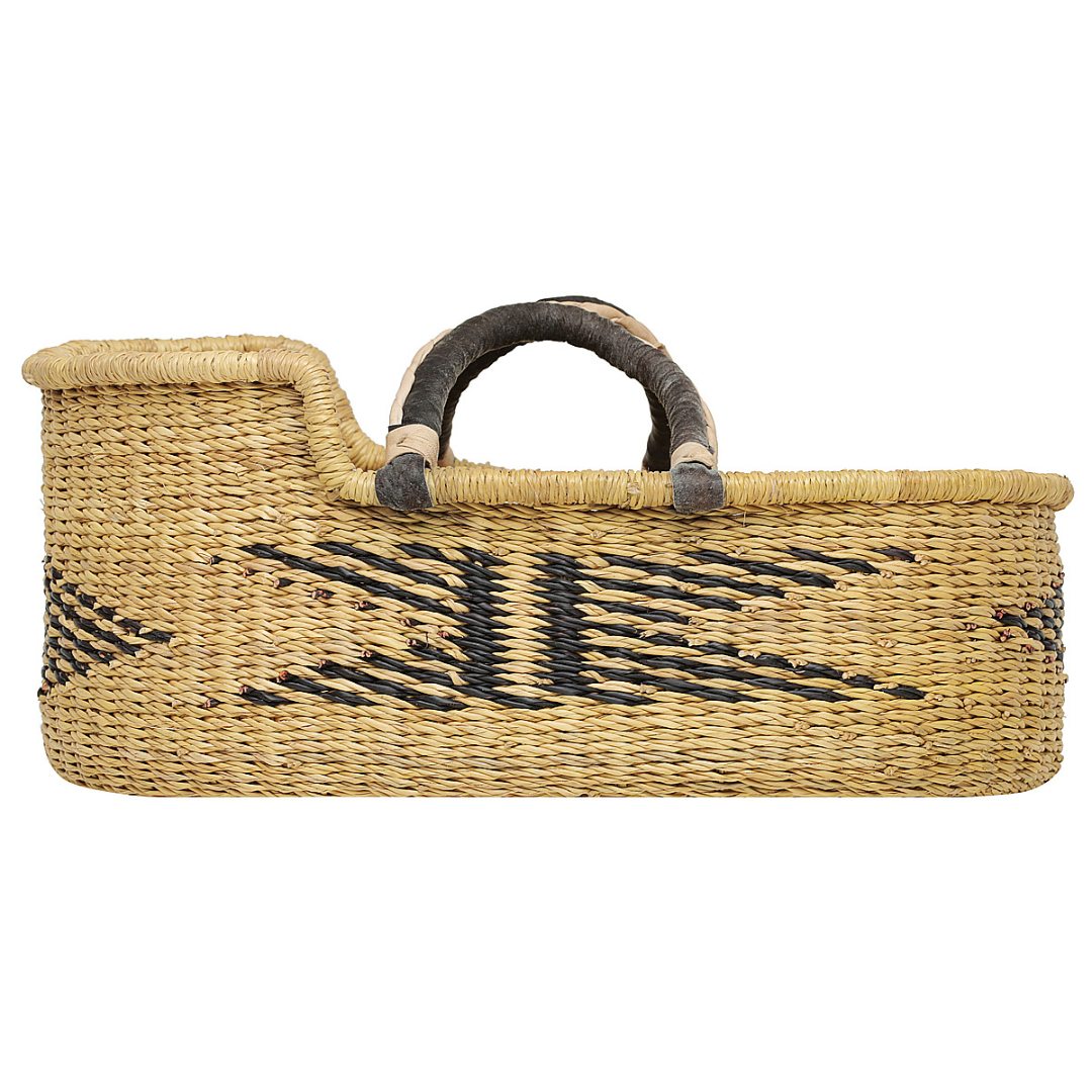 Dolls Basket - Kiki with Black/Cream Handles-Adinkra Designs