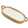 Baby Changing Basket - Natural Open Weave / Tan Premium Italian Leather Handles-Adinkra Designs