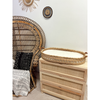 Baby Changing Basket - Natural Open Weave / Tan Premium Italian Leather Handles-Adinkra Designs