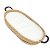 Baby Changing Basket - Natural Open Weave / Black Leather Handles-Adinkra Designs
