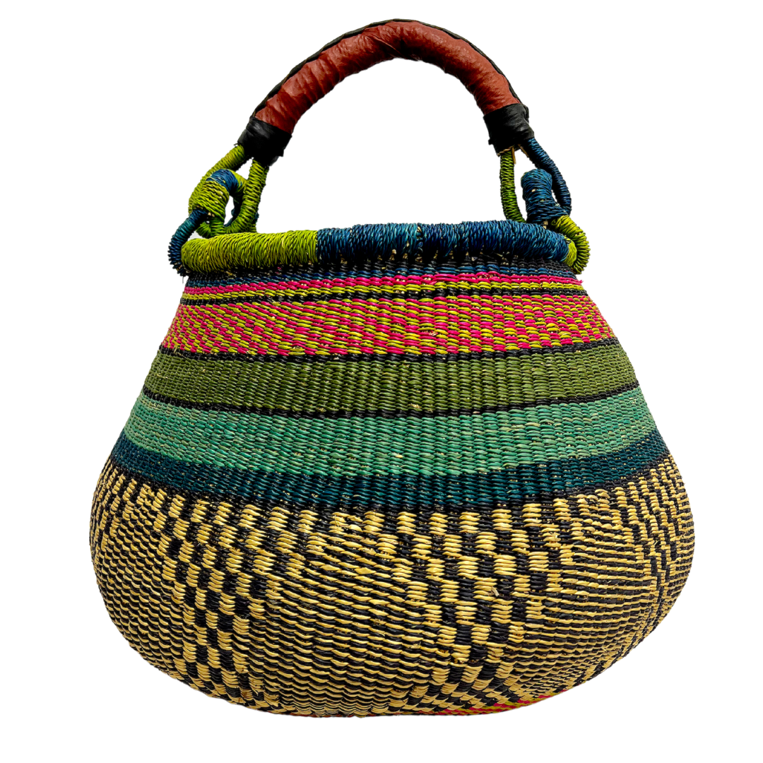Pot Basket - Coloured Designs 9-Adinkra Designs