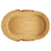 Baby Moses Basket - Natural Open Weave / Tan Premium Italian Leather Handles-Adinkra Designs
