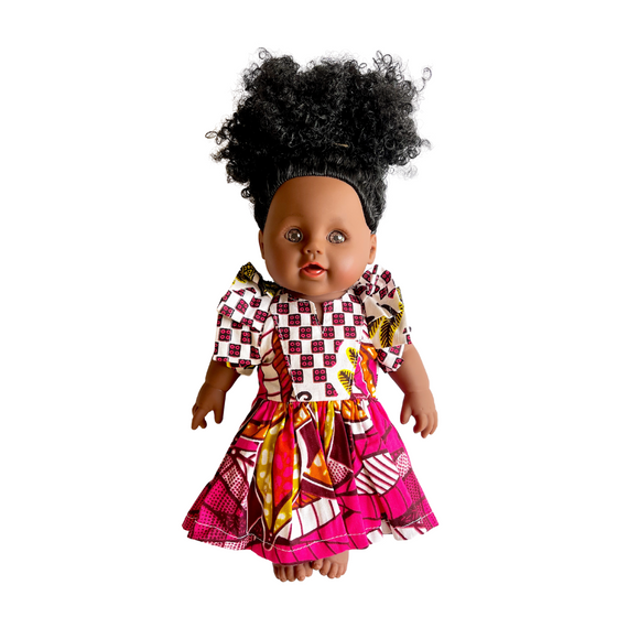 Dolls Dress – Pink Frill Dress-Adinkra Designs