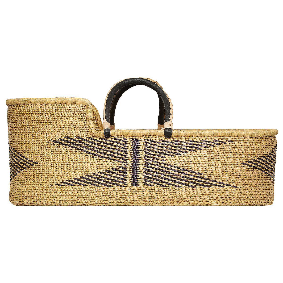 Baby Moses Basket - Kiki with Black/Cream Handles-Adinkra Designs