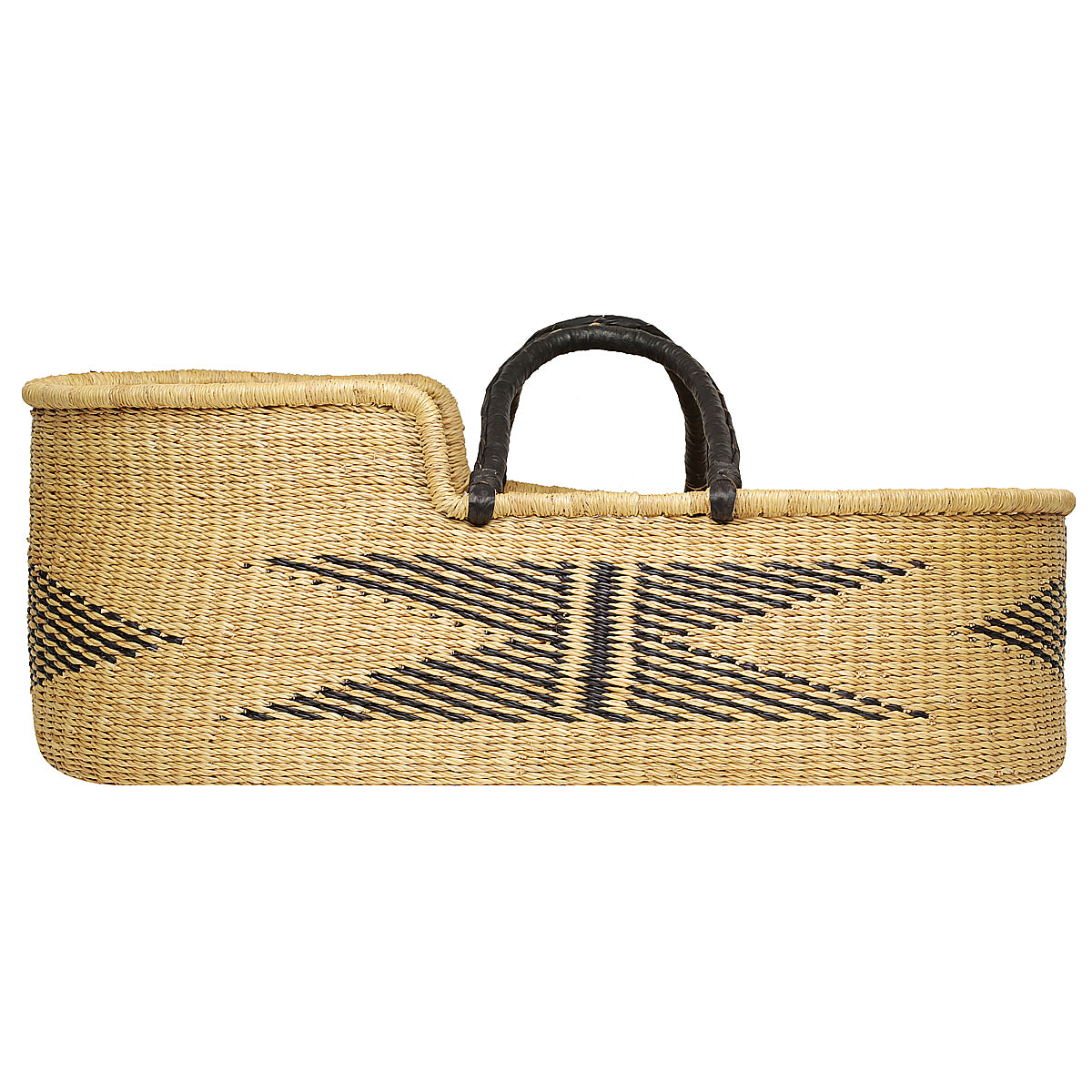 Baby Moses Basket - Kiki with Black Handles-Adinkra Designs
