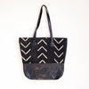 Black Fish Bone Tote Bag-Adinkra Designs