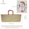 Baby Moses Flat Basket - Natural with Tan Handles-Adinkra Designs
