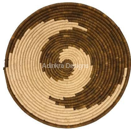 Afribeads Wall Baskets – Raffia Bowl 40cm - 10-Adinkra Designs