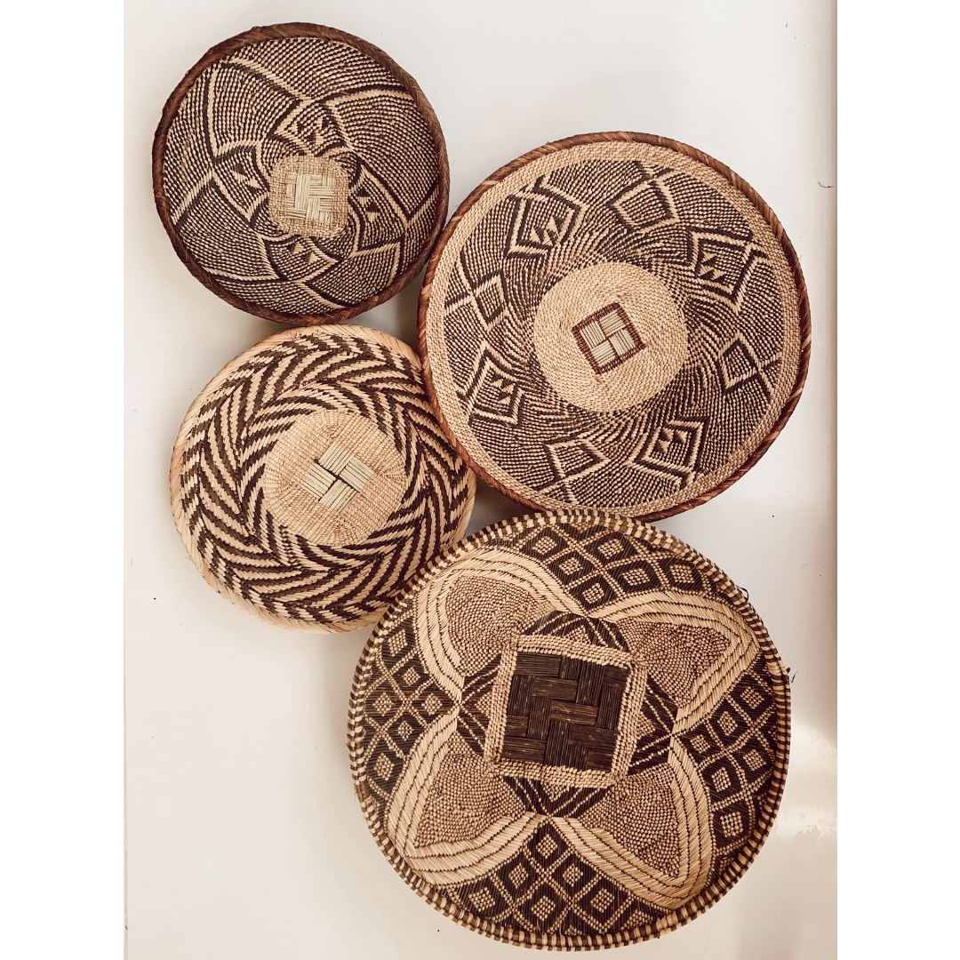 Wall Baskets - Binga Basket Double Weave 45cm 11-Adinkra Designs