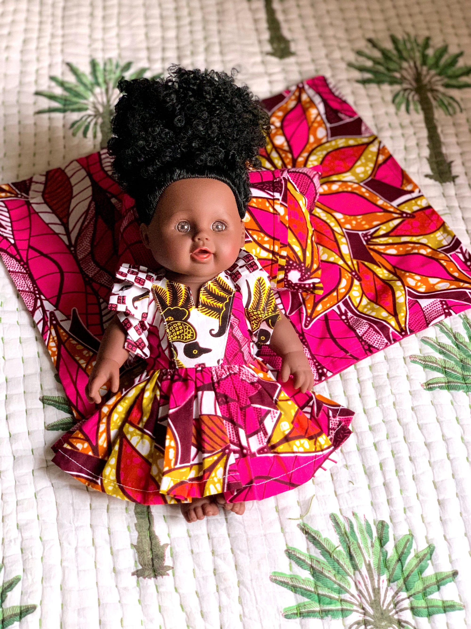 Dolls Dress – Pink Frill Dress-Adinkra Designs