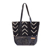 Black Fish Bone Tote Bag-Adinkra Designs