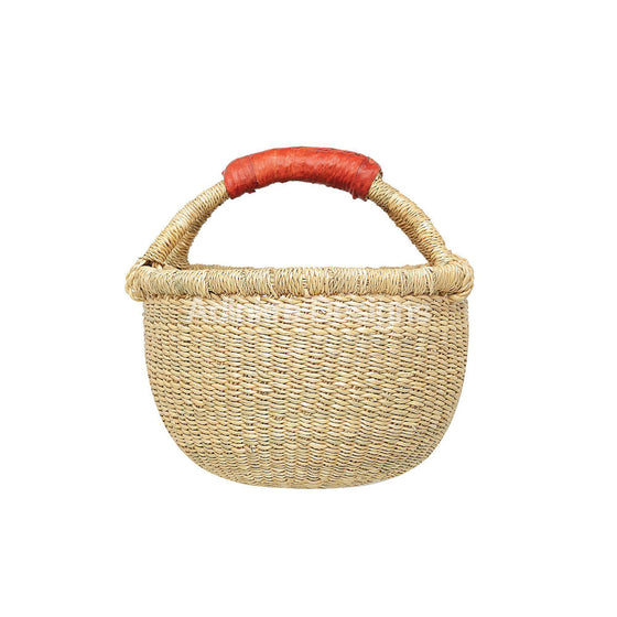 small round basket Eco friendly Fair Trade Artisan Adinkra Designs