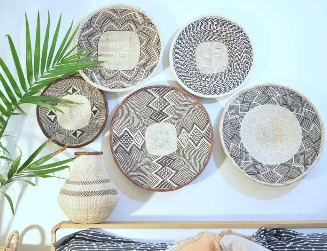 Wall Baskets - Binga Basket Double Weave 40cm 4-Adinkra Designs